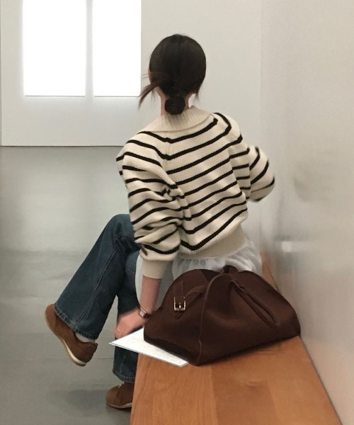 セール】[BELLIDE MADE] エルストライプニットカーディガン