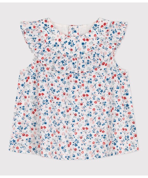 PETIT BATEAU(プチバトー)の「フリルブラウス(シャツ/ブラウス・キッズ・ホワイト系その他・12MONTH/18MONTH/24MONTH/36MONTH)」の1枚目の写真