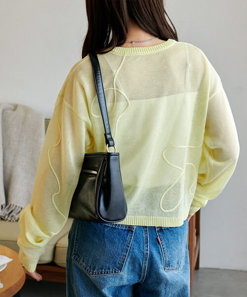 【新品】DISCOAT【＠317.mychn】線柄プルオーバー　サックスブルー 317.mychn】線柄プルオーバー《WEB限定カラーあり》（ニット
