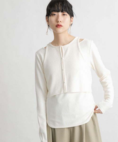 KBF（ケイビーエフ）の「ベストSETロンTEE（Tシャツ/カットソー・レディース・グレー/アイボリー/イエロー・ONE）」の22枚目の写真