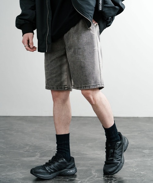 Rocky Monroe(ロッキーモンロー)の「グラデーションサイドライン ワイドデニムイージーショートパンツ(デニムパンツ・メンズ・ブラック/ブラウン/グレー・XL/L/M)」の3枚目の写真