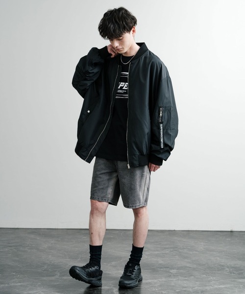 Rocky Monroe(ロッキーモンロー)の「グラデーションサイドライン ワイドデニムイージーショートパンツ(デニムパンツ・メンズ・ブラック/ブラウン/グレー・XL/L/M)」の18枚目の写真