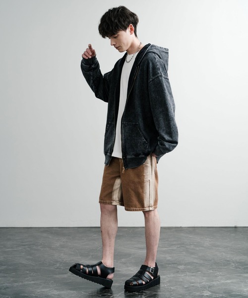 Rocky Monroe(ロッキーモンロー)の「グラデーションサイドライン ワイドデニムイージーショートパンツ(デニムパンツ・メンズ・ブラック/ブラウン/グレー・XL/L/M)」の21枚目の写真