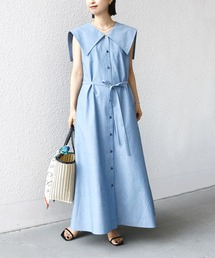 【ZOZO限定】SHIPS.me:ビッグカラー フレア シャツ ワンピース