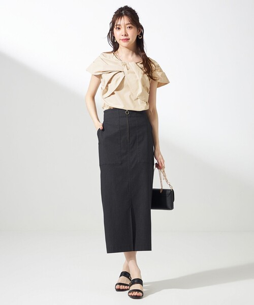 ANY SIS(エニィスィス)の「【洗える】ツイストフロント ブラウス(シャツ/ブラウス・レディース・ベージュ系/ブラック系・0)」の3枚目の写真