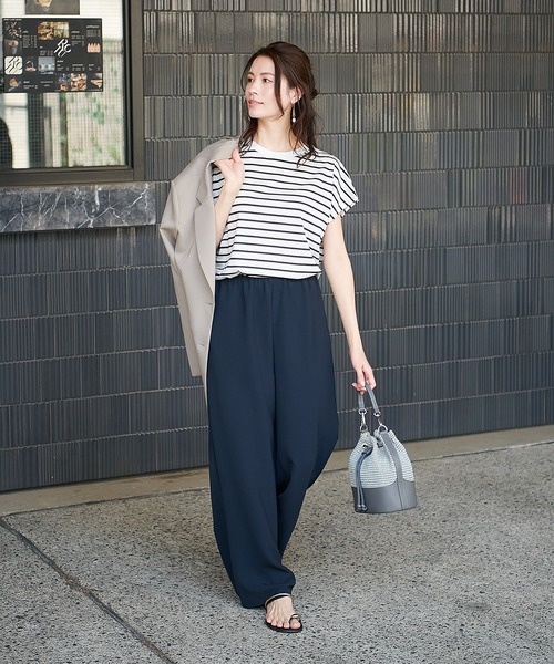 Jines(ジネス)の「無地エラスティックパンツ(その他パンツ・レディース・ネイビー/ベージュ・38)」の20枚目の写真