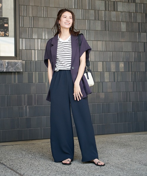 Jines(ジネス)の「無地エラスティックパンツ(その他パンツ・レディース・ネイビー/ベージュ・38)」の16枚目の写真