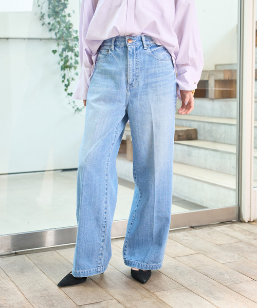 Rouge vif（ルージュヴィフ）の「【RED CARD/レッドカード】Slogan ルーズストレートデニム（その他パンツ・レディース・ライトブルー・23/24/25/22）」の3枚目の写真