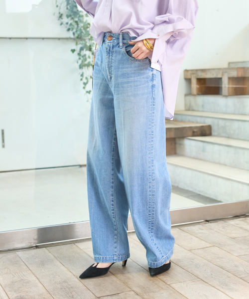 Rouge vif（ルージュヴィフ）の「【RED CARD/レッドカード】Slogan ルーズストレートデニム（その他パンツ・レディース・ライトブルー・23/24/25/22）」の4枚目の写真