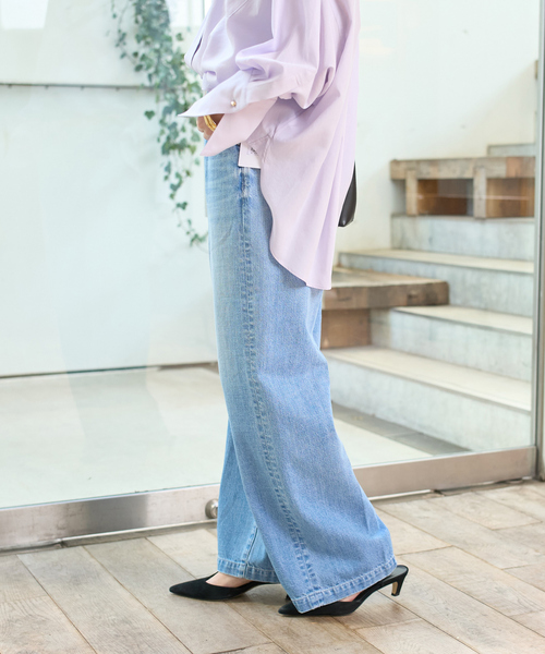 Rouge vif（ルージュヴィフ）の「【RED CARD/レッドカード】Slogan ルーズストレートデニム（その他パンツ・レディース・ライトブルー・23/24/25/22）」の5枚目の写真