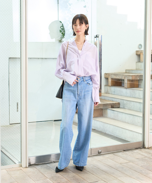 Rouge vif（ルージュヴィフ）の「【RED CARD/レッドカード】Slogan ルーズストレートデニム（その他パンツ・レディース・ライトブルー・23/24/25/22）」の9枚目の写真