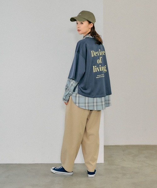 GLOBAL WORK（グローバルワーク）の「乾きやすいスウェットプリント7分袖/289384（Tシャツ/カットソー・レディース・ネイビー/グレー系その他/アイボリー/チャコールグレー/オフホワイト/ピンク系その他6/杢グレー/ネイビー系9・REGULAR/SHORT）」の11枚目の写真