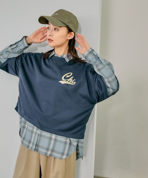 GLOBAL WORK（グローバルワーク）の「乾きやすいスウェットプリント7分袖/289384（Tシャツ/カットソー・レディース・ネイビー/グレー系その他/アイボリー/チャコールグレー/オフホワイト/ピンク系その他6/杢グレー/ネイビー系9・REGULAR/SHORT）」の13枚目の写真