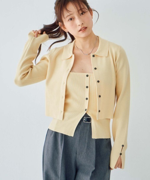 archives（アルシーヴ）の「麻タッチポロニットアンサンブル（アンサンブル・レディース・ピンク/イエロー/グレー/アイボリー・MEDIUM）」の7枚目の写真