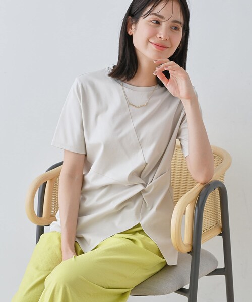 INDIVI - INDIVI洗えるカットソー新品値下げTシャツ人気綺麗めブランド 春SALE！【キレイめ】ベーシックロングTシャツ（カットソー