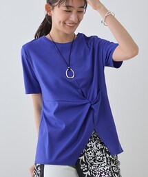 INDIVI　ネイビー　長袖カットソー　М WORLD for the World】ロゴプリント ロングTシャツ（カットソー