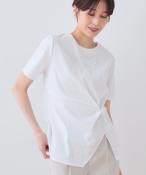INDIVI / インディヴィ 春SALE！【洗える】ねじりデザインTシャツ セール】春SALE！【洗える】ねじりデザインTシャツ（Tシャツ