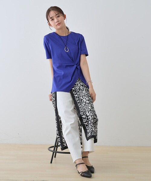 INDIVI / インディヴィ 春SALE！【洗える】ねじりデザインTシャツ セール】春SALE！【洗える】ねじりデザインTシャツ（Tシャツ
