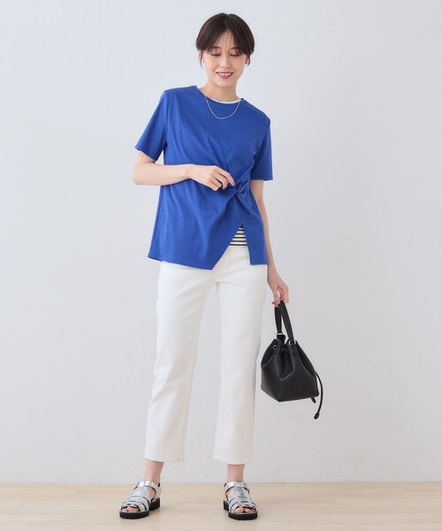 INDIVI / インディヴィ 春SALE！【洗える】ねじりデザインTシャツ セール】春SALE！【洗える】ねじりデザインTシャツ（Tシャツ