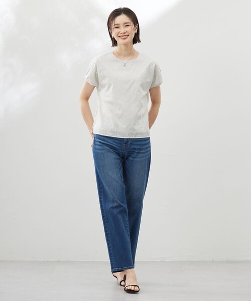 J.PRESS Ladies(J.プレス レディス)の「【洗える】シアーエンブロイダリー カットソー(Tシャツ/カットソー・レディース・ネイビー系/ライトグレー系/アイボリー系・SMALL)」の14枚目の写真
