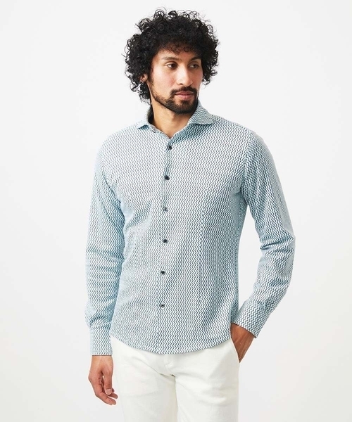 MICHEL KLEIN HOMME (ミッシェルクランオム)の「《日本製》ストレッチラッセル長袖シャツ(シャツ/ブラウス・メンズ・ライトブルー/ブラック/カーキ・MEDIUM/LARGE/X-LARGE)」の2枚目の写真