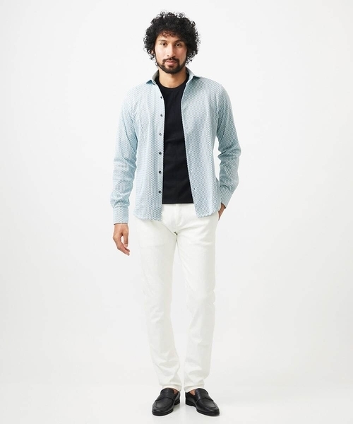 MICHEL KLEIN HOMME (ミッシェルクランオム)の「《日本製》ストレッチラッセル長袖シャツ(シャツ/ブラウス・メンズ・ライトブルー/ブラック/カーキ・MEDIUM/LARGE/X-LARGE)」の5枚目の写真