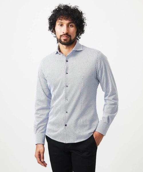 MICHEL KLEIN HOMME (ミッシェルクランオム)の「《日本製》ストレッチラッセル長袖シャツ(シャツ/ブラウス・メンズ・ライトブルー/ブラック/カーキ・MEDIUM/LARGE/X-LARGE)」の7枚目の写真