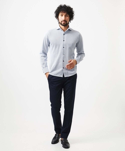 MICHEL KLEIN HOMME (ミッシェルクランオム)の「《日本製》ストレッチラッセル長袖シャツ(シャツ/ブラウス・メンズ・ライトブルー/ブラック/カーキ・MEDIUM/LARGE/X-LARGE)」の8枚目の写真
