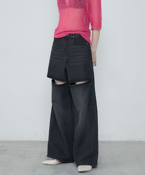 le ELMi（ルエルミ）の「Slit straight denim pants / スリット ストレートデニムパンツ（デニムパンツ・レディース・ライトブルー/ブラック・M/L）」の20枚目の写真