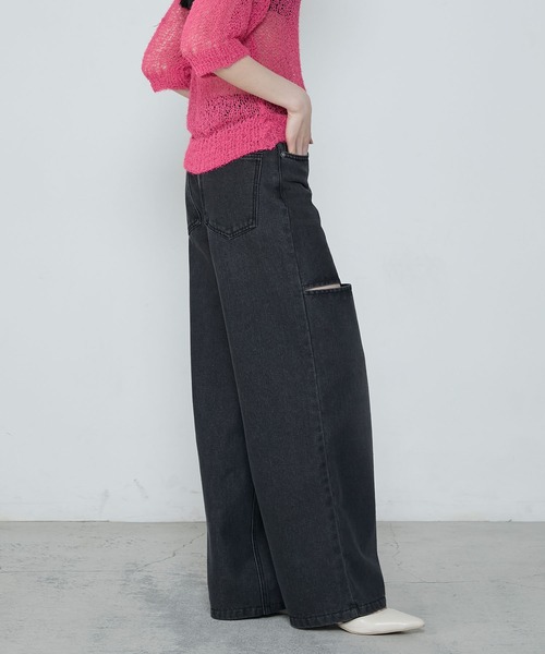 le ELMi（ルエルミ）の「Slit straight denim pants / スリット ストレートデニムパンツ（デニムパンツ・レディース・ライトブルー/ブラック・M/L）」の21枚目の写真