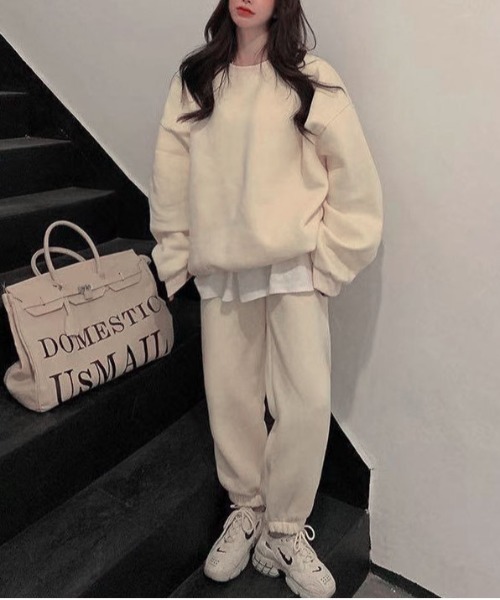gossip！ロサンゼルス（ゴシップロサンゼルス）の「ゆったり セットアップ スウェット トレンド 上下セット 春 秋 スポーツカジュアル（セットアップ・レディース・ブラック/パープル/グレー/オフホワイト/ブルー・S/M）」の2枚目の写真