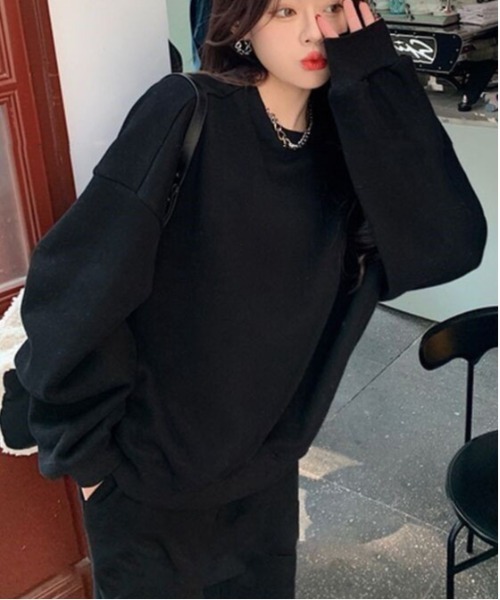 gossip！ロサンゼルス（ゴシップロサンゼルス）の「ゆったり セットアップ スウェット トレンド 上下セット 春 秋 スポーツカジュアル（セットアップ・レディース・ブラック/パープル/グレー/オフホワイト/ブルー・S/M）」の20枚目の写真