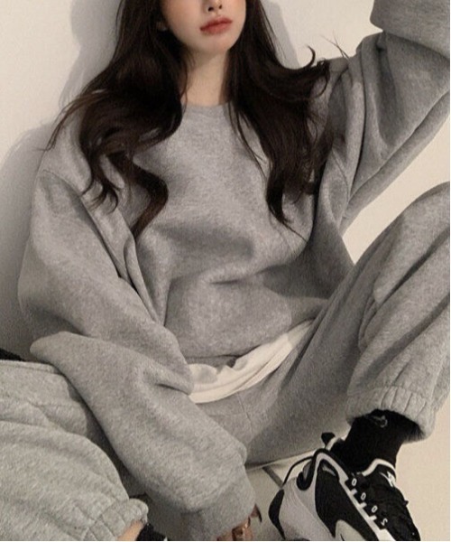 gossip！ロサンゼルス（ゴシップロサンゼルス）の「ゆったり セットアップ スウェット トレンド 上下セット 春 秋 スポーツカジュアル（セットアップ・レディース・ブラック/パープル/グレー/オフホワイト/ブルー・S/M）」の9枚目の写真
