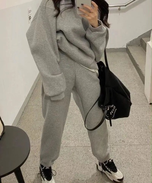 gossip！ロサンゼルス（ゴシップロサンゼルス）の「ゆったり セットアップ スウェット トレンド 上下セット 春 秋 スポーツカジュアル（セットアップ・レディース・ブラック/パープル/グレー/オフホワイト/ブルー・S/M）」の12枚目の写真