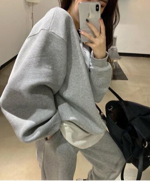gossip！ロサンゼルス（ゴシップロサンゼルス）の「ゆったり セットアップ スウェット トレンド 上下セット 春 秋 スポーツカジュアル（セットアップ・レディース・ブラック/パープル/グレー/オフホワイト/ブルー・S/M）」の14枚目の写真