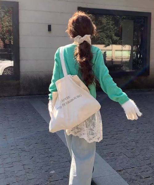 Chiina（チーナ）の「Chiina / クルーネックカラーカーディガン（カーディガン/ボレロ・レディース・ブルー/イエロー/ホワイト/グリーン・FREE）」の6枚目の写真