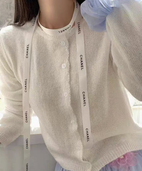 Chiina（チーナ）の「Chiina / クルーネックカラーカーディガン（カーディガン/ボレロ・レディース・ブルー/イエロー/ホワイト/グリーン・FREE）」の5枚目の写真