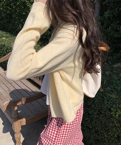 Chiina（チーナ）の「Chiina / クルーネックカラーカーディガン（カーディガン/ボレロ・レディース・ブルー/イエロー/ホワイト/グリーン・FREE）」の15枚目の写真