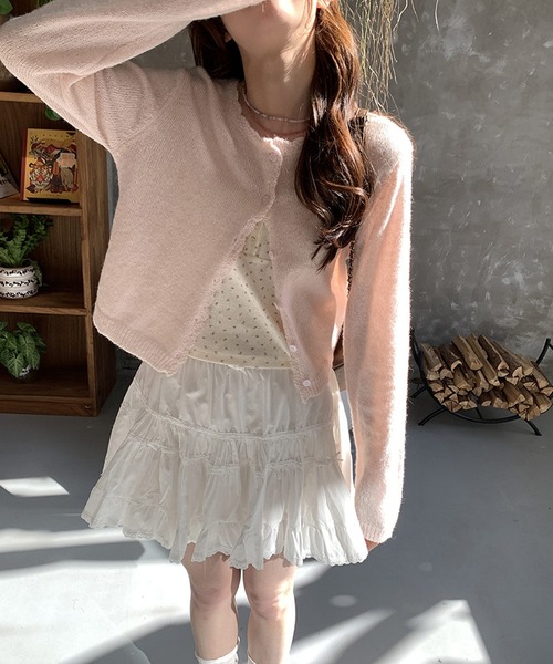 Chiina（チーナ）の「Chiina / クルーネックカラーカーディガン（カーディガン/ボレロ・レディース・ブルー/イエロー/ホワイト/グリーン・FREE）」の22枚目の写真