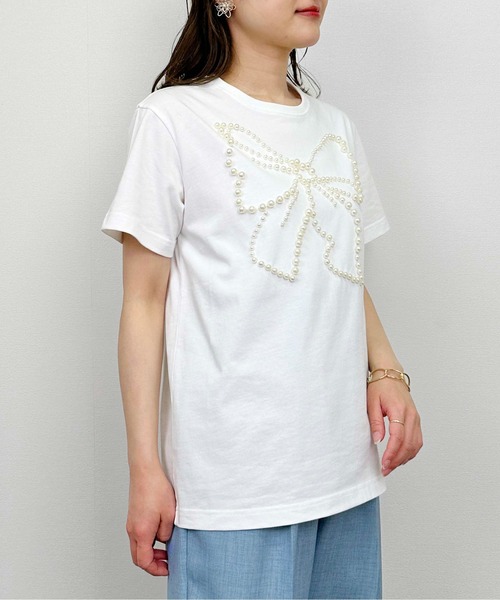 PICCIN PERLA(ピッチンペルラ)の「リボンパールカットソー(Tシャツ/カットソー・レディース・オフホワイト/ブラック・M)」の11枚目の写真