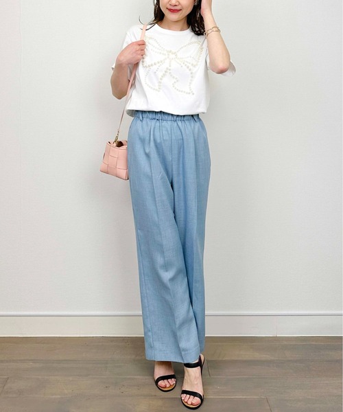 PICCIN PERLA(ピッチンペルラ)の「リボンパールカットソー(Tシャツ/カットソー・レディース・オフホワイト/ブラック・M)」の7枚目の写真