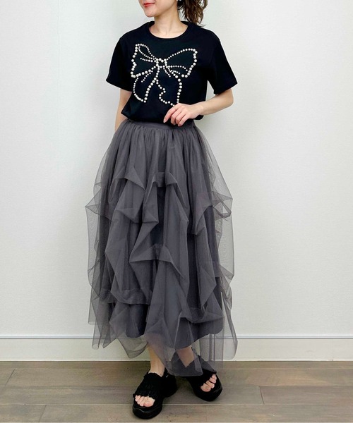 PICCIN PERLA(ピッチンペルラ)の「リボンパールカットソー(Tシャツ/カットソー・レディース・オフホワイト/ブラック・M)」の17枚目の写真