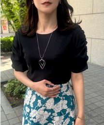 CLOTHY（クロシィ）の「【ネックが選べる2type】テレコパワーショルダートップス(スクエア＆ボート)（Tシャツ/カットソー・レディース）」