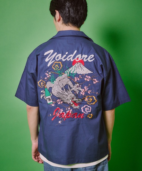 セール】【YOIDORE/酔いどれ】オープンカラー 半袖スカシャツ（シャツ