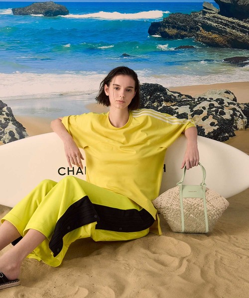 【完売商品】チャールズキース　シャリア ラフィアウーブンバケツバッグ Shalia シャリア ラフィアウーブンバケツバッグ - マッチャ