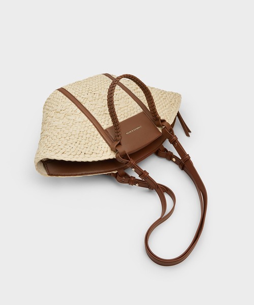 CHARLES&KEITH♡ Shaliaシャリアラフィアウーブンバケツバッグ CHARLES & KEITH Shalia シャリア ラフィアウーブンバケツバッグ