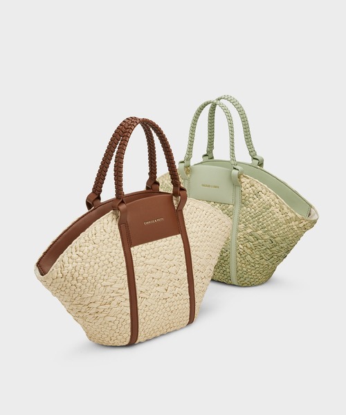 【美品✨】チャールズアンドキース　シャリア ラフィアウーブントートバッグ CHARLES & KEITH｜Shalia シャリア ラフィアウーブントート