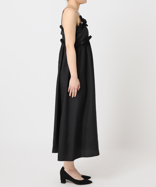◇新品・定価3万円・値下げ◇HARDY NOIRブラックワンピース タイプライターウエストタックロングワンピース（ワンピース