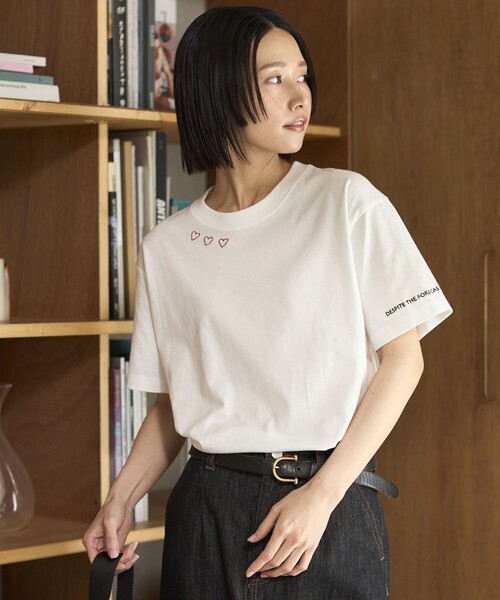 Firsthand（ファーストハンド）の「Firsthand/ファーストハンド オーガニックコットン ハート ロゴ刺繍Tシャツ / クルーネック ワンポイントロゴ 刺繍半袖Tシャツ（Tシャツ/カットソー・レディース・ブラック/ホワイト/ネイビー/グリーン・FREE）」の18枚目の写真