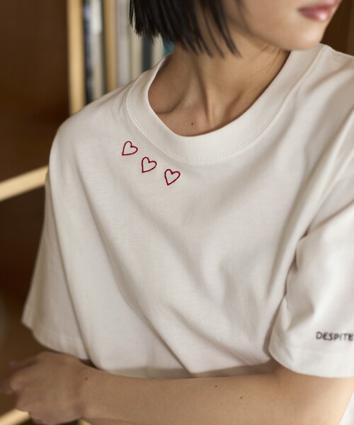 Firsthand（ファーストハンド）の「Firsthand/ファーストハンド オーガニックコットン ハート ロゴ刺繍Tシャツ / クルーネック ワンポイントロゴ 刺繍半袖Tシャツ（Tシャツ/カットソー・レディース・ブラック/ホワイト/ネイビー/グリーン・FREE）」の22枚目の写真